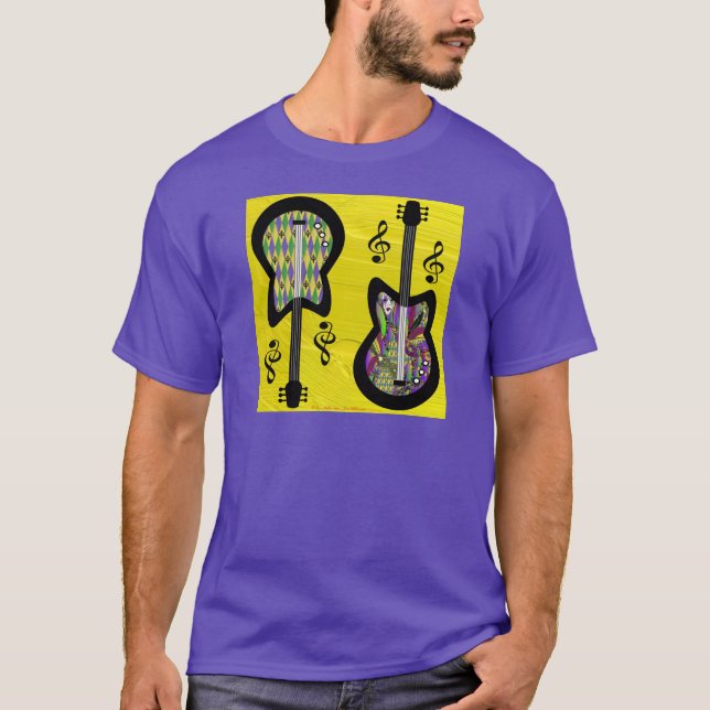 T-shirt Guitares Colorées de Mardi Gras (Devant)