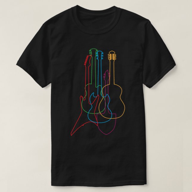 T-shirt Guitares de couleur Electric Acoustic classique ca (Design devant)