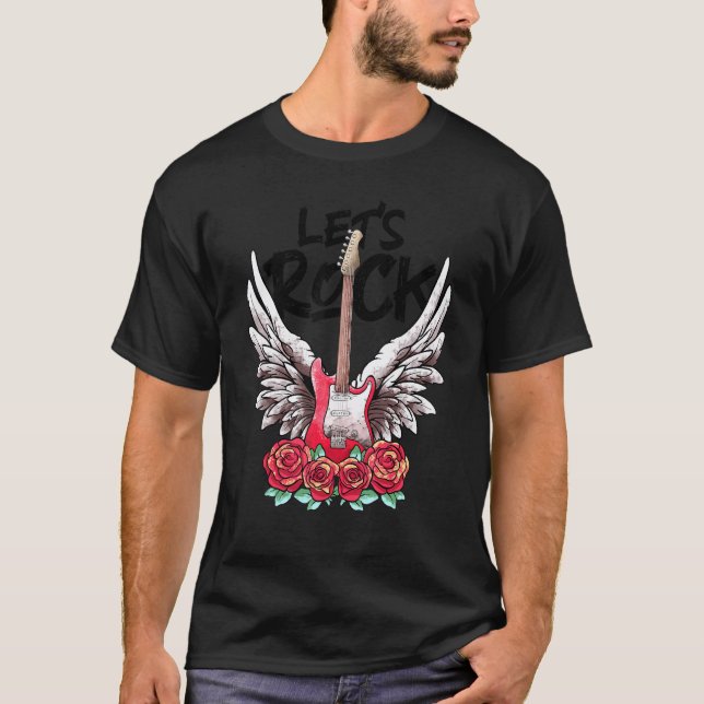 T-shirt Guitares électriques Lets Rock Rock&Roll Rock vint (Devant)