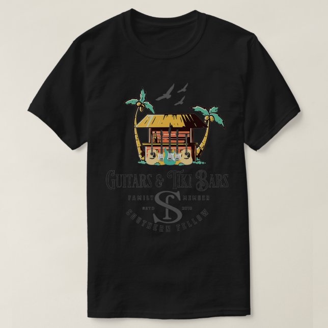 T-shirt Guitares et bars Tiki (Design devant)