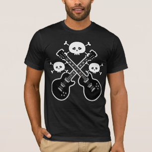 T-shirt Guitares géniales et crânes noirs et blancs