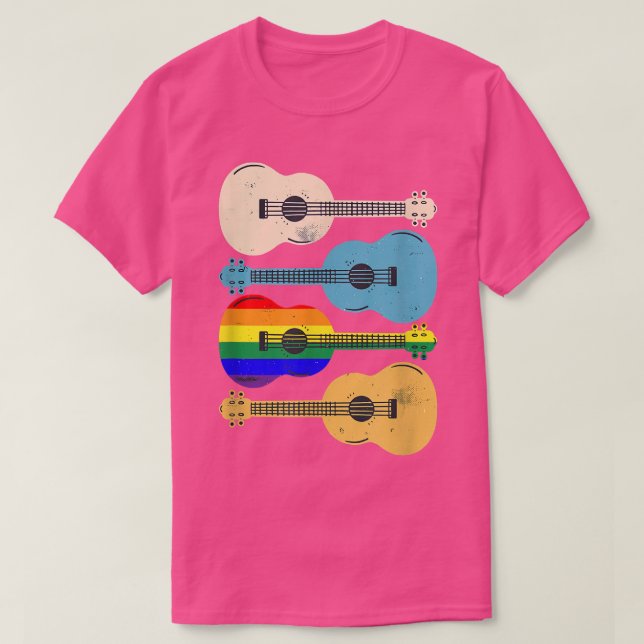 T-shirt Guitares rétro gay pride, Amateurs de guitare LGBT (Design devant)