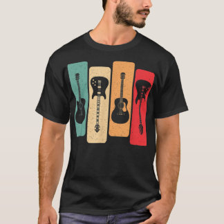 T-shirt Guitares rétro Guitariste Acoustique Electrique Gu