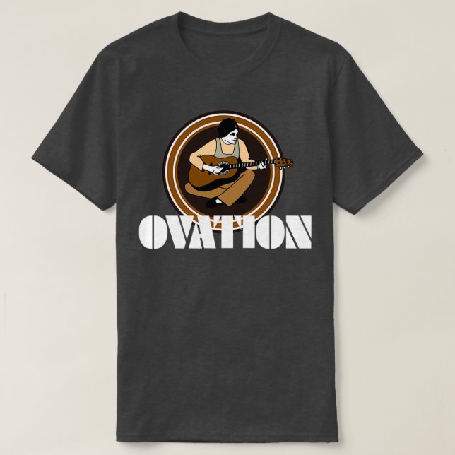 T-shirt Guitares vintages Ovation Chaîne Fling Blanc  (Design devant)