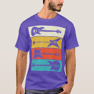 T-shirt Guitares Vintages rétro Basse Guitare Musique Love