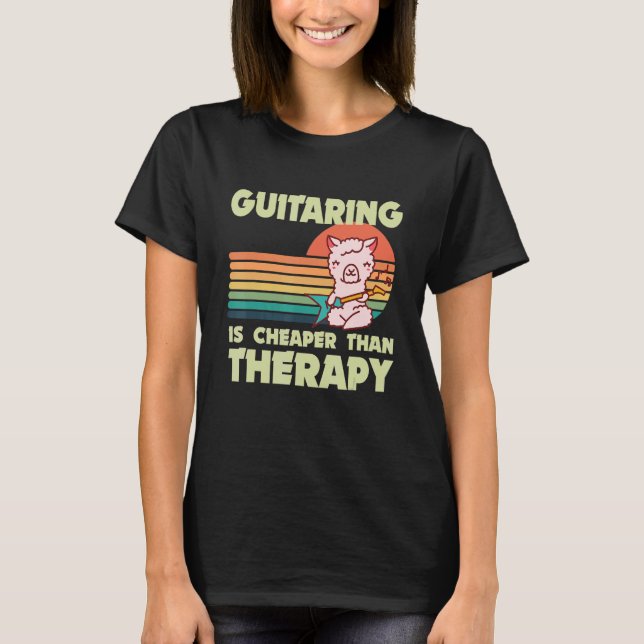 T-shirt Guitarist Llama Rock guitar Guitaring Musician Gui (Devant)