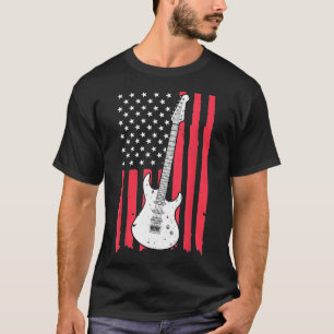 T-shirt Guitariste - American US Flag Electric Guitare Mus