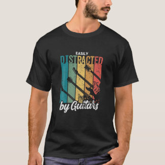 T-shirt Guitariste Amusant Facilement Distrait Par Les Gui