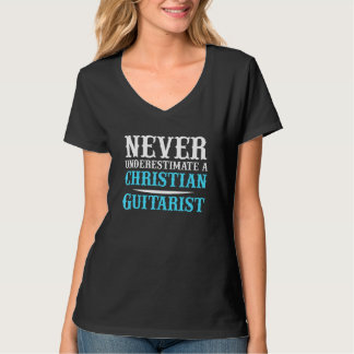 T-shirt Guitariste Chrétien Jamais Église Culte Guitare