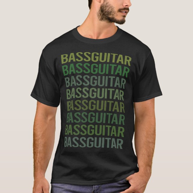T-shirt Guitariste de basse de texte vert (Devant)