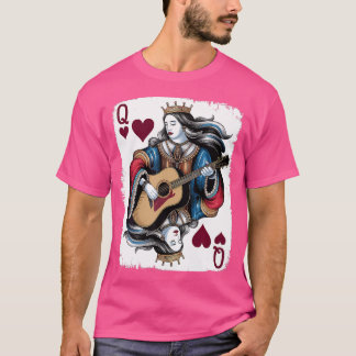T-shirt Guitariste de la Reine de Cœur Amoureux de Jeu de