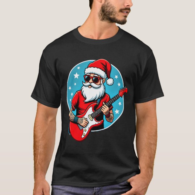 T-shirt guitariste de Noël  Rockmusic Noël (3) (Devant)