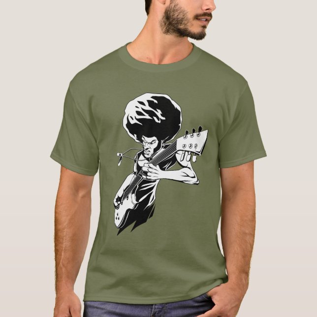 T-shirt Guitariste de roche d'Afro (Devant)