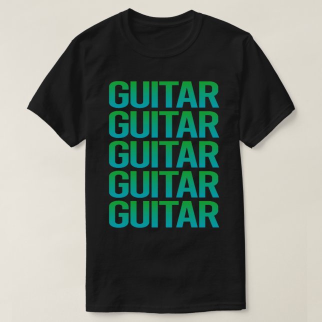T-shirt Guitariste de texte dégradé (Design devant)