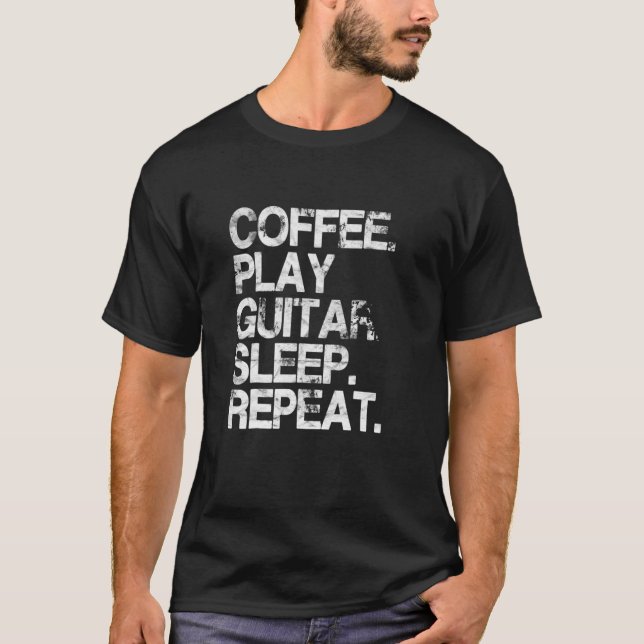 T-shirt Guitariste Électrique Guitare Pour Café S (Devant)
