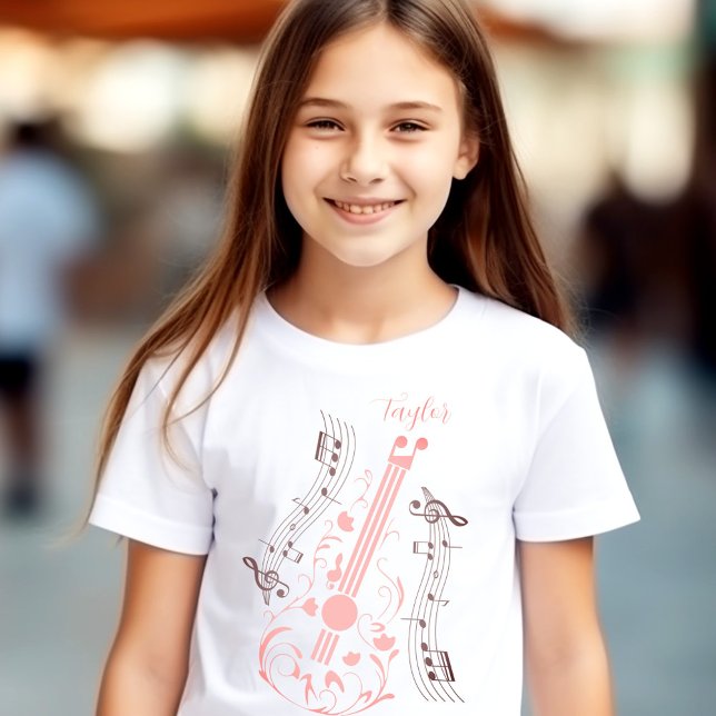 T-Shirt Guitariste Guitare Lecteur Musique Rose Nom person (Guitarist Guitar Player Music Pink Custom Name T-Shirt)