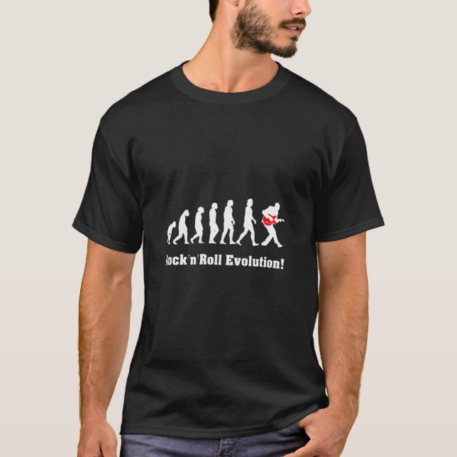 T-shirt Guitariste  Guitare Spruch Rock & Roll Évolution (Devant)