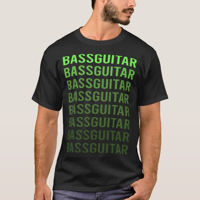 T-shirt Guitariste guitariste de basse à dégradé blanc (Devant)