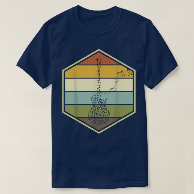 T-shirt Guitariste Guitariste vintage Notes musicales (Design devant)
