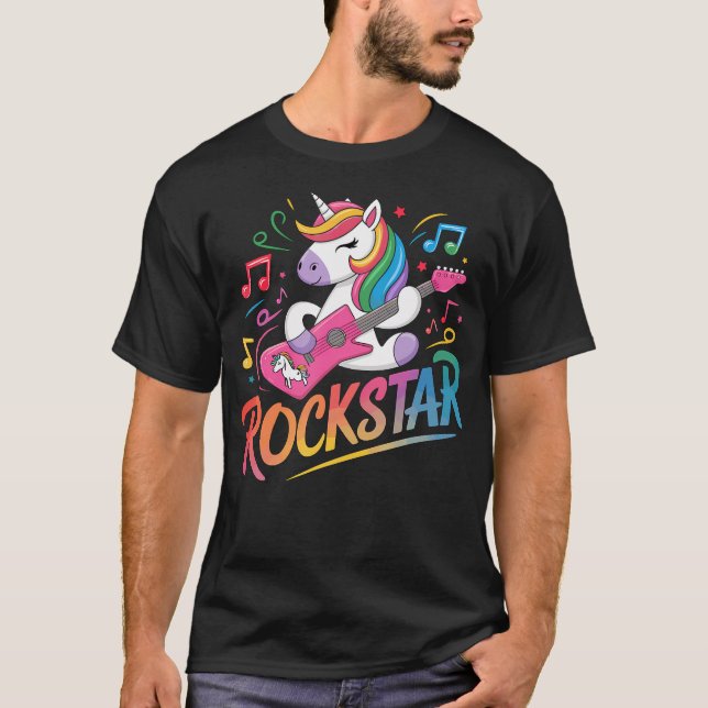 T-shirt Guitariste Licorne Rockstar (Devant)