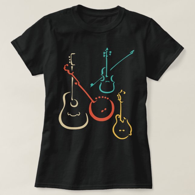 T-shirt Guitariste Lover Guitariste Retro bluegrass mandol (Design devant)