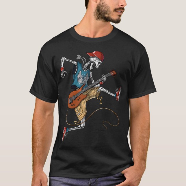 T-shirt Guitariste Métal Squelette (Devant)