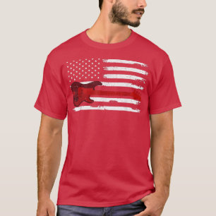 T-shirt Guitariste Musique Lover Drapeau Américain Vintage