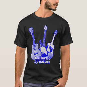 T-shirt Guitariste par nature. guitare bleu rétro