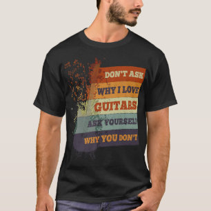 T-shirt Guitariste Retro Grunge Vintage Détresse Guitare L