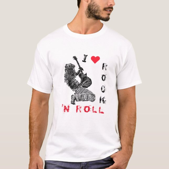 T-Shirt Guitariste Rock - I Love Rock N Roll (Devant)