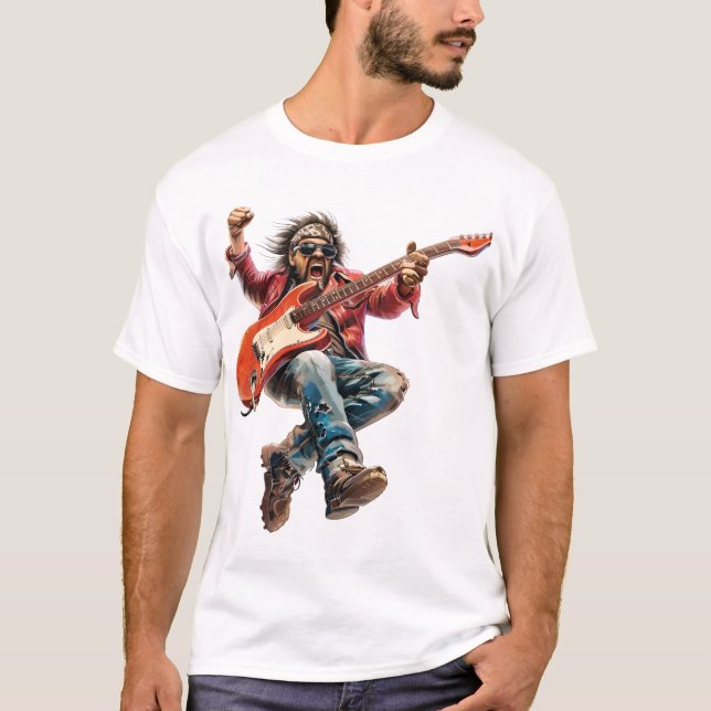 T-shirt Guitariste Rockstar Électrique (Devant)