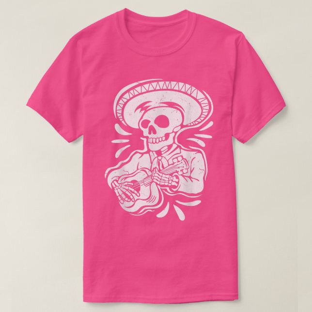 T-shirt guitariste squelette mexicain (Design devant)