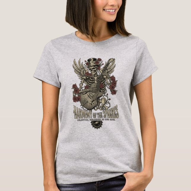 T-shirt Guitariste squelette Rock Vintage  (Devant)