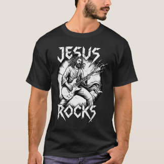 T-shirt Guitarriste chrétien Jésus drôle