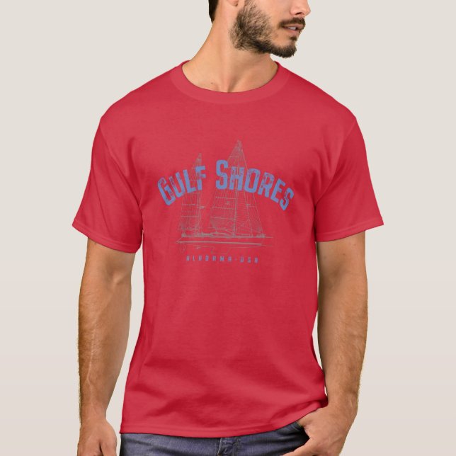 T-shirt Gulf Shores Alabama Nautical Sailboat Design Overs (Devant)