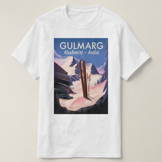 T-shirt Gulmarg Kashmiri Inde poster ski (Design devant)