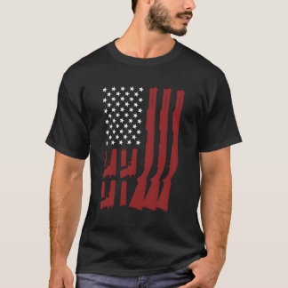 T-shirt Gun Lover American Flag Design Shotgun Pistol Usa