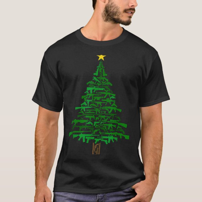 T-shirt Guns Christmas Tree - Xmas Gift For Guns Lover  (Devant)