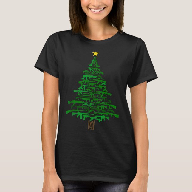 T-shirt Guns Christmas Tree - Xmas Gift For Guns Lover  (Devant)