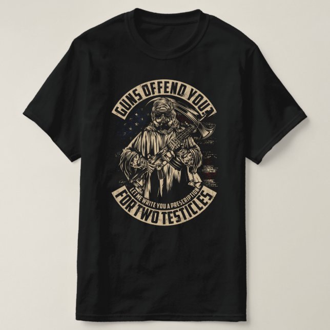 T-SHIRT GUNS VOUS DÉFEND POUR DEUX TESTICLES VETERANS JOUR (Design devant)