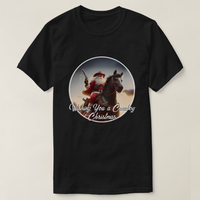 T-shirt Gunslinger Santa Claus équitation Cheval Noël (Design devant)