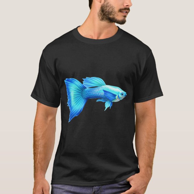 T-shirt guppy bleu néon (Devant)