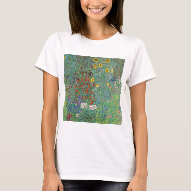 T-shirt Gustav Klimt - Jardin de campagne avec tournesols (Devant)