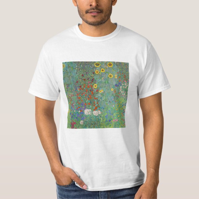 T-shirt Gustav Klimt - Jardin de campagne avec tournesols (Devant)