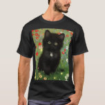 T-shirt Gustav Klimt Kitten<br><div class="desc">T-shirt avec un chaton Gustav Klimt ! Ce chaton noir porte un collier d'argent et s'assoit dans un champ de fleurs rouges,  bleues,  blanches et jaunes. Un cadeau merveilleux pour les amateurs d'art amoureux des chats et autrichiens !</div>