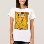 T-shirt Gustav Klimt Le Baiser<br><div class="desc">T-shirt avec peinture à l’huile de Gustav Klimt avec feuille d’or The Kiss (1908). Un homme et une femme, aux couleurs dorées brillantes, embrassent et embrassent avec amour dans un champ de fleurs. Un grand cadeau pour les amateurs d'art Art Nouveau et autrichien.</div>