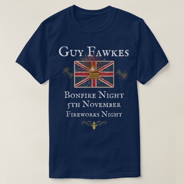 T-SHIRT GUY FAWKES BRITISH UNION JACK FLAG, UNITÉ DE TRAVA (Design devant)