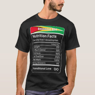 T-shirt Guyana Dad Nutrition Facts Fête des pères Cadeau p