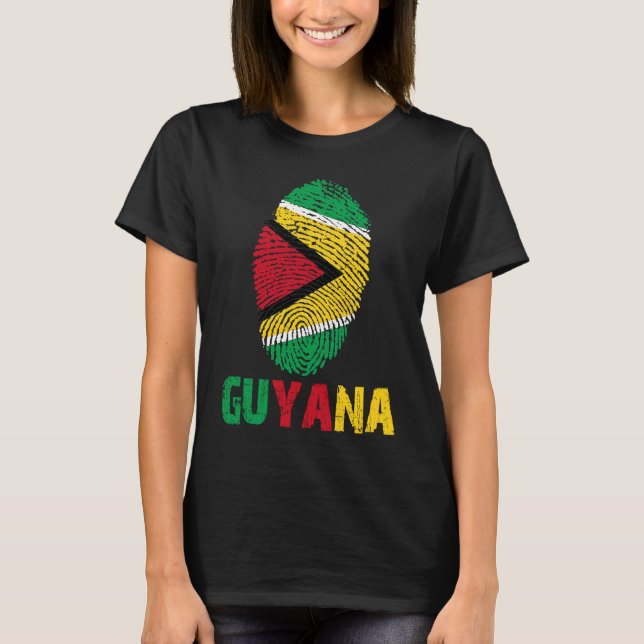 T-shirt Guyana Finger Print Flag  I Love Guyana Travel (Devant)