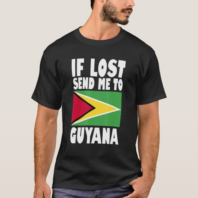 T-shirt Guyana Flag Design  If lost send me to Guyana (Devant)